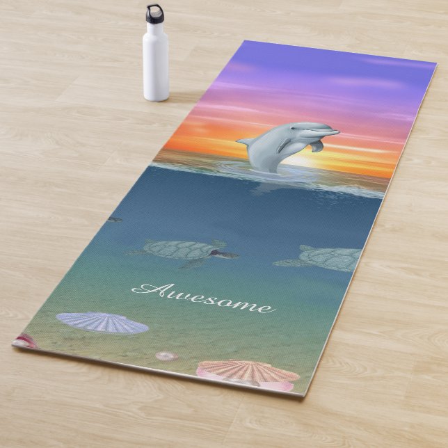 Dolphin, Sonnenaufgang, Schildkröten und Script Yo Yogamatte (Beispiel)