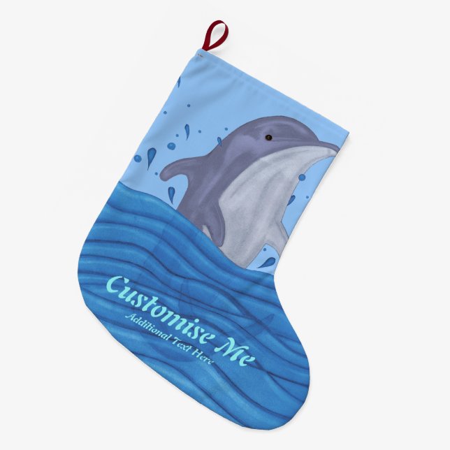Dolphin Splash Großer Weihnachtsstrumpf (Vorderansicht (hängend))