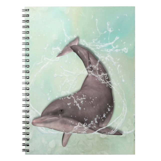 Dolphin Splashing Around in Aqua Green Water Notizblock (Vorderseite)
