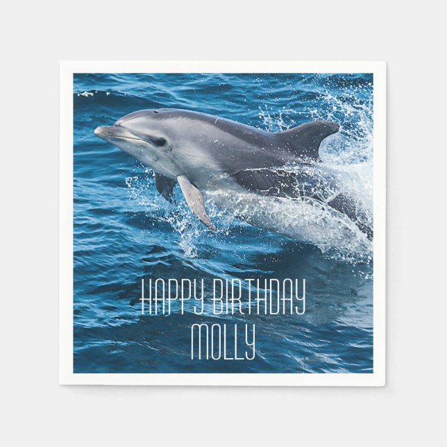 Dolphin Splashing Custom Birthday Party Serviette (Vorderseite)