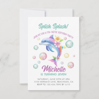 Dolphin Splish Splash Girl Einladung zum Geburtsta