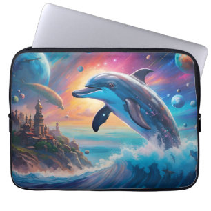 Dolphin springen, Fantasie, Planeten Laptopschutzhülle