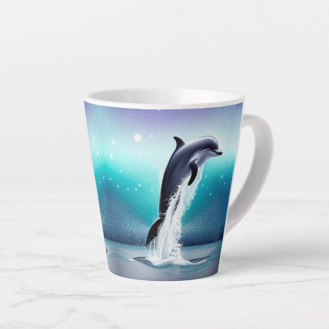 Dolphin springt im Ozean Milchtasse (Rechte Ecke)
