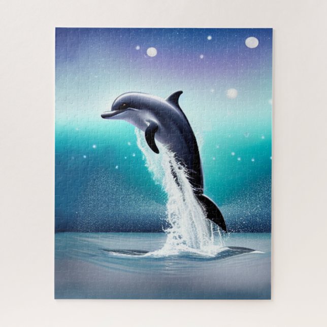 Dolphin springt im Puzzle des Ozeans (Vertikal)