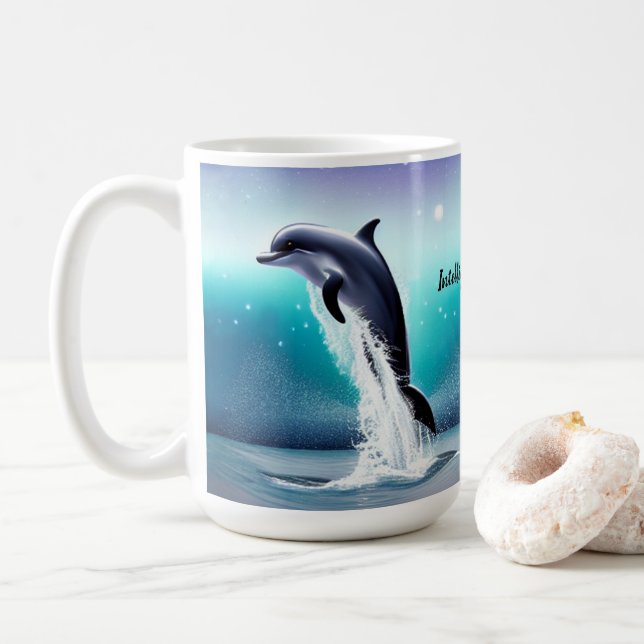 Dolphin springt in der Tasse des Ozeans (Mit Donut)