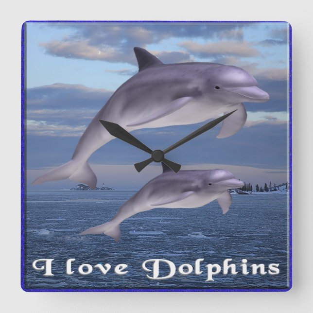  Dolphin Square Wall Clock Quadratische Wanduhr (Vorderseite)