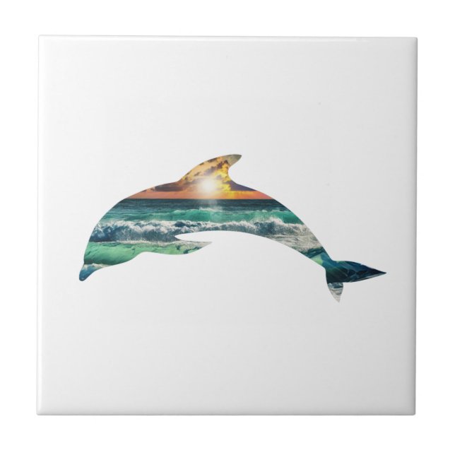 Dolphin Sunset Beach Fliese (Vorderseite)