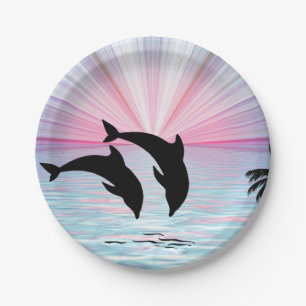 Dolphin Sunset Pappteller