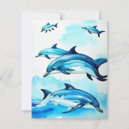 Dolphin Swim Flat Note Card Mitteilungskarte
