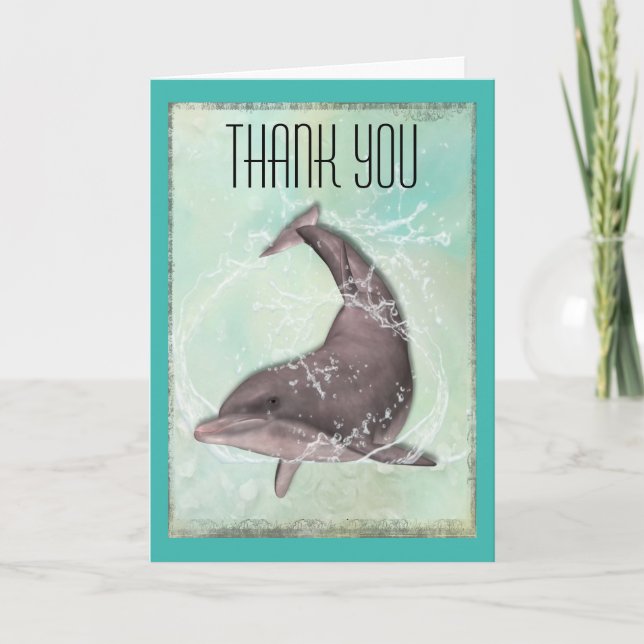 Dolphin Swimming Toward You Thank You Dankeskarte (Vorderseite)