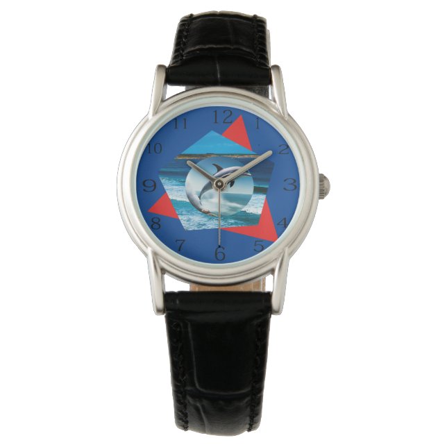 Dolphin tanzt auf den Wellen, Ladys beobachten Armbanduhr (Vorderseite)