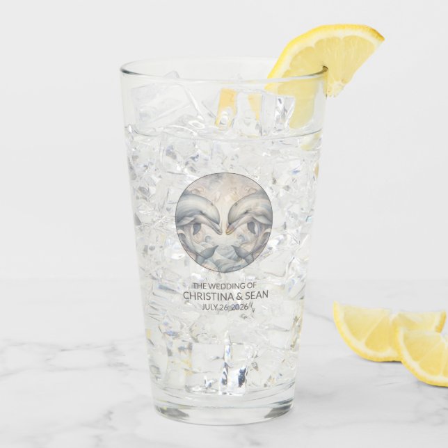 Dolphin Template Hochzeitglas Glas (Rückseite Ice)