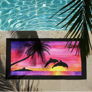 Dolphin Tropical Paradise Personalisiertes Badetuc Strandtuch