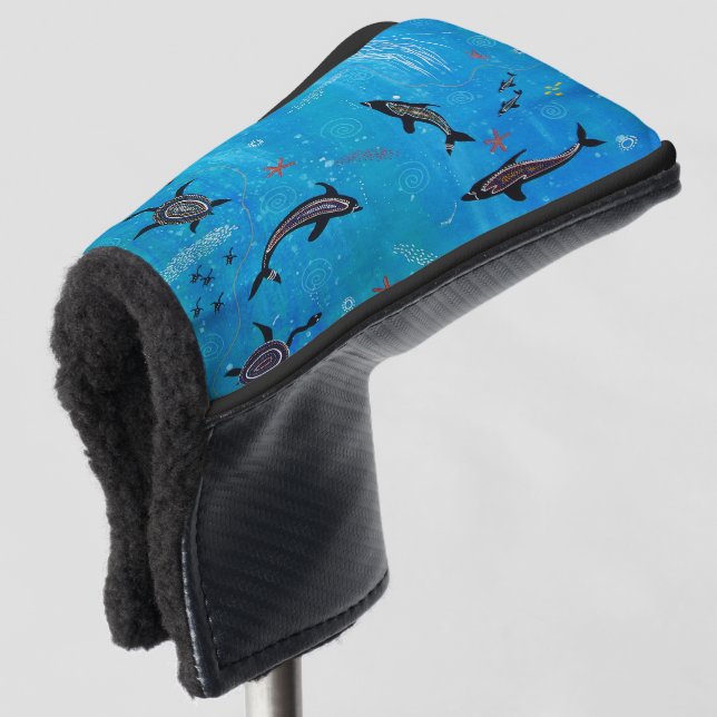 Dolphin & Turtle Dreaming Putter Golf Head Cover Headcover (3/4 Vorderseite)