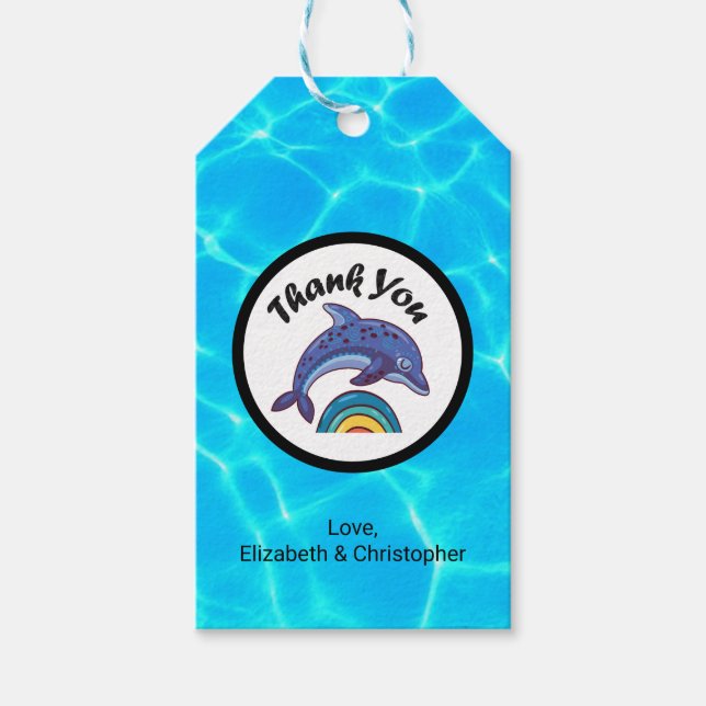 Dolphin überspringen einen Regenbogen Vielen Dank Geschenkanhänger (Vorderseite)