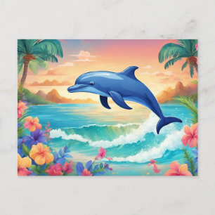 Dolphin und die wunderschöne Tropeninsel, Hibiskus Postkarte