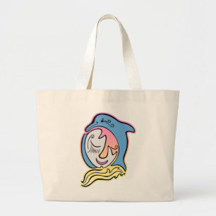 Dolphin und Fish Face Ocean Dreams Beach Bag Jumbo Stoffbeutel