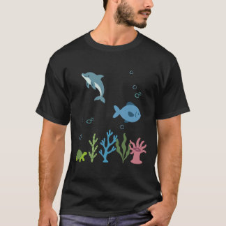 Dolphin Underwater Kids Fish Marine Animals Sea T-Shirt