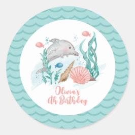 Dolphin Untersee Geburtstag Runder Aufkleber