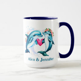 Dolphin Valentine Couple Names Personalisiert Tasse