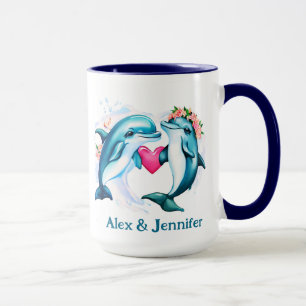 Dolphin Valentine Couple Names Personalisiert Tasse