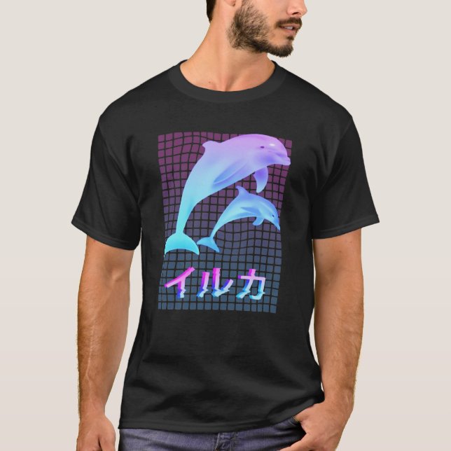 Dolphin Vaporwave Ästhetik T-Shirt (Vorderseite)