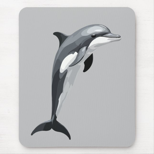 Dolphin Vector Kunstmuseum Schwarz-weiß Mousepad (Vorne)