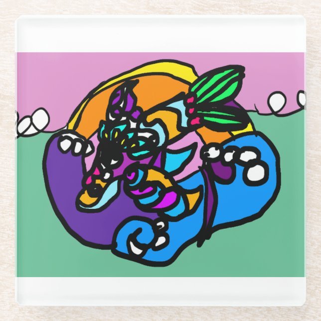 Dolphin wave  glasuntersetzer (Vorderseite)