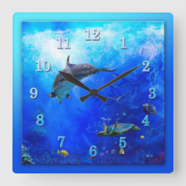 Dolphin World WIND AUF DEM WASSER Quadratische Wanduhr