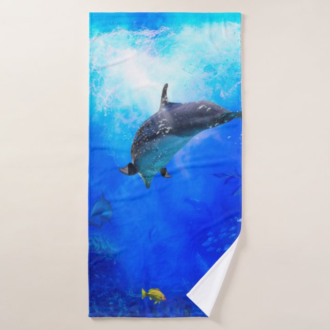 Dolphin World WIND on WASSER 1 Badehandtuch (Badehandtuch)