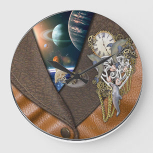 Dolphin-Zeit auf Leder Große Wanduhr