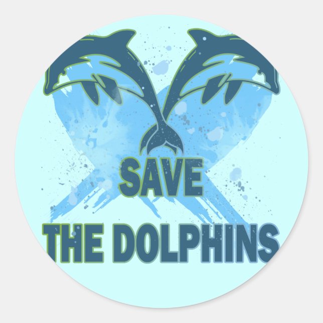 DOLPHINEN gerettet Runder Aufkleber (Vorderseite)