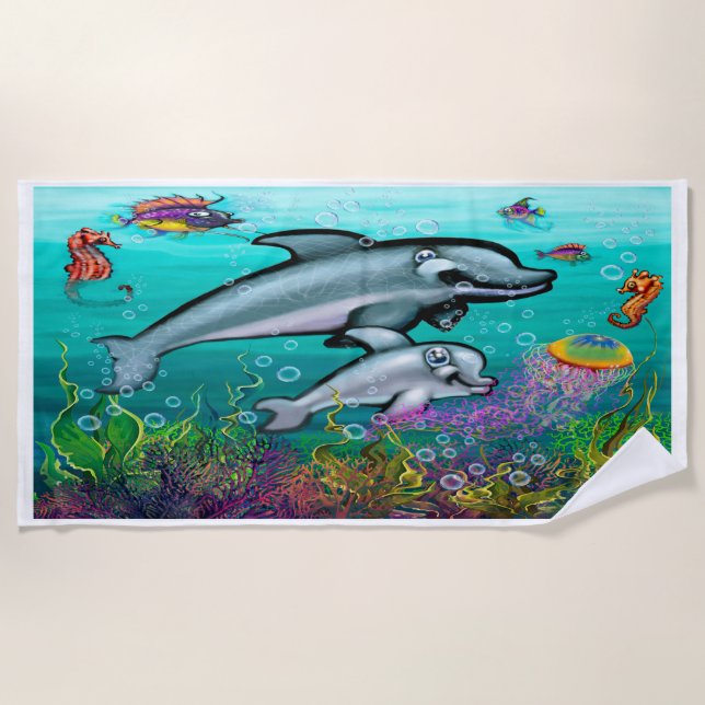 Dolphins Beach Handtuch (Vorderseite)