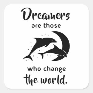 Dolphins Dolphin Sea Fish Animal Ocean Funny Gift Quadratischer Aufkleber