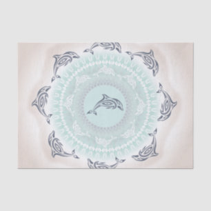 Dolphins Mandala Pale Blue Taupe Seidenpapier