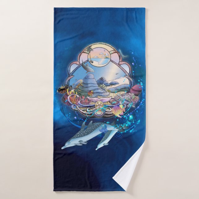 DOLPHINS SOUS LA FÊTE DE PLAGE (Serviette de bain)