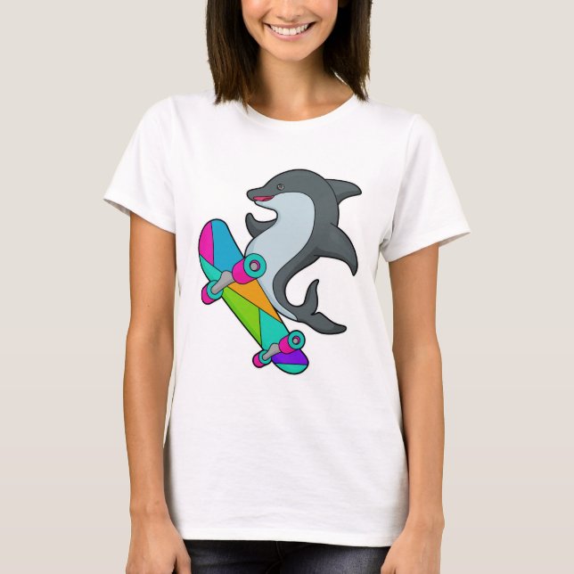 Dolpin als Skater mit Skateboard T-Shirt (Vorderseite)