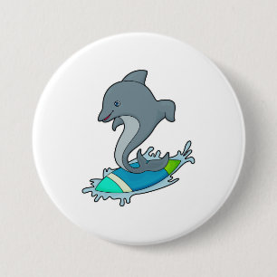 Dolpin als Surfer mit Surfboard Button