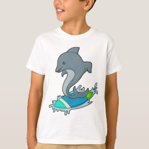Dolpin als Surfer mit Surfboard T-Shirt