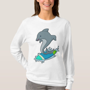 Dolpin als Surfer mit Surfboard T-Shirt
