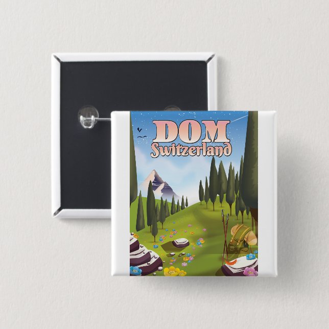 Dom Switzerland Reiseplakat Button (Vorne & Hinten)