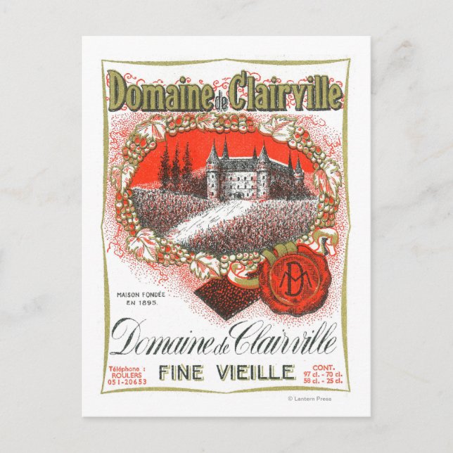 Domaine De Clairville WeinetikettEuropa Postkarte (Vorderseite)