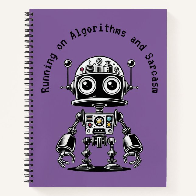 Dome Head Robot - Auf Algorithmen & Sarcasm laufen Notizbuch (Vorderseite)