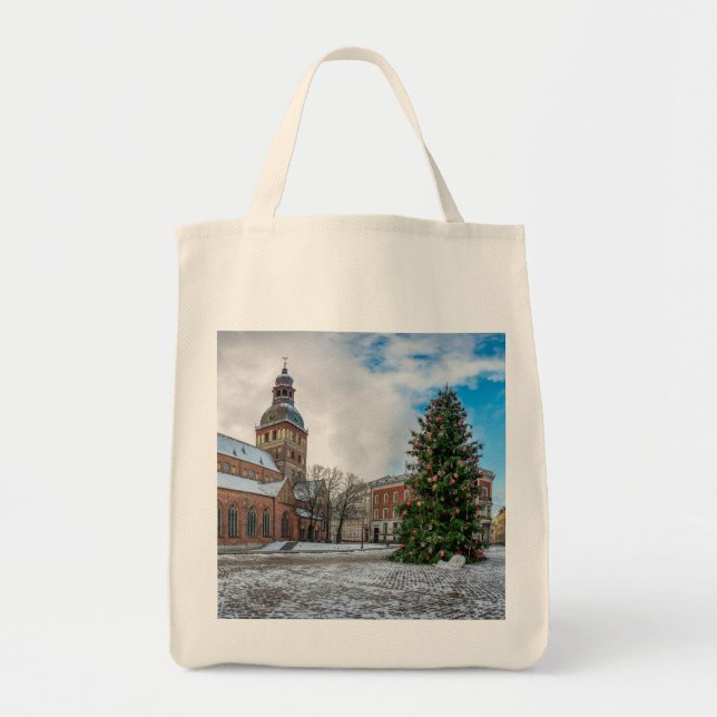 Dome square with Christmas tree in Riga Tragetasche (Vorne)