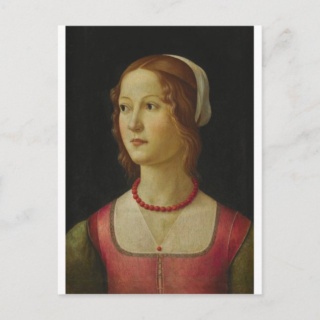 Domenico Ghirlandaio - Portrait einer jungen Frau Postkarte (Vorderseite)