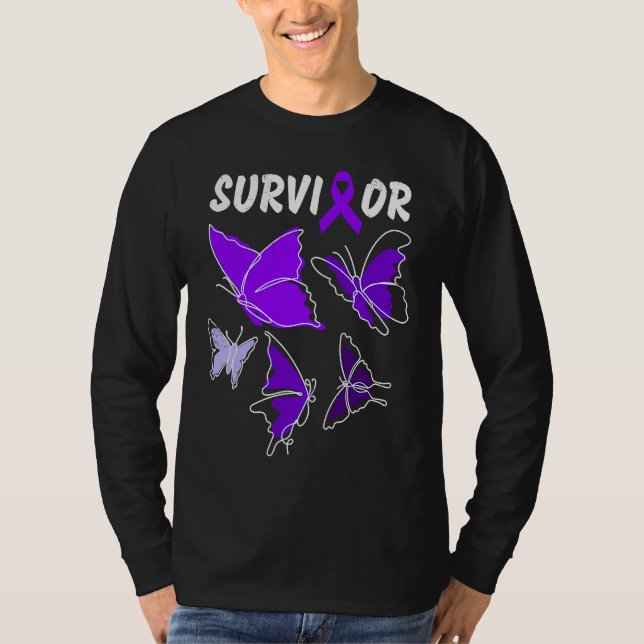 Domestic Violence Awareness purple butterflies Sur T-Shirt (Vorderseite)