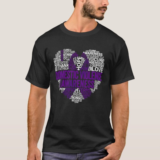 Domestic Violence Purple Ribbon Awareness Support T-Shirt (Vorderseite)