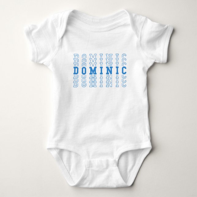 Dominic Blue Personalisiert Repeat Name Baby Strampler (Vorderseite)