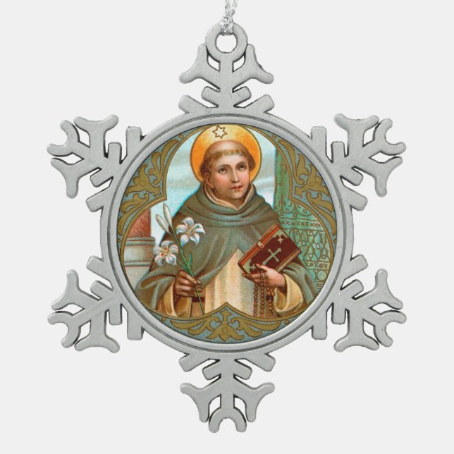 Dominic de Guzman (BK 07) Schneeflocken Zinn-Ornament (Vorderseite)