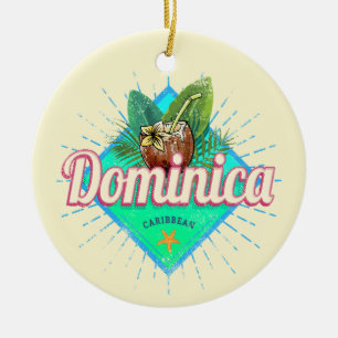 Dominica Caribbean Retro Vacation Vintage Insel Keramik Ornament